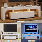 Meuble TV Acekool, console multimédia avec tiroir et étagères en verre, pour téléviseurs jusqu'à 70 pouces, salon