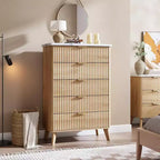 Commode Acekool cannelée à 5 tiroirs, commode moderne pour chambre à coucher ou couloir