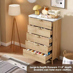 Commode Acekool cannelée à 5 tiroirs, commode moderne pour chambre à coucher ou couloir