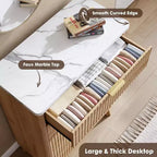 Commode Acekool cannelée à 5 tiroirs, commode moderne pour chambre à coucher ou couloir