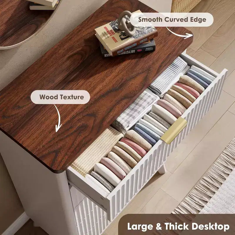 Commode Acekool cannelée à 5 tiroirs, commode moderne pour chambre à coucher ou couloir