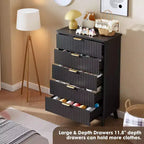 Commode Acekool cannelée à 5 tiroirs, commode moderne pour chambre à coucher ou couloir