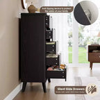 Commode Acekool cannelée à 5 tiroirs, commode moderne pour chambre à coucher ou couloir