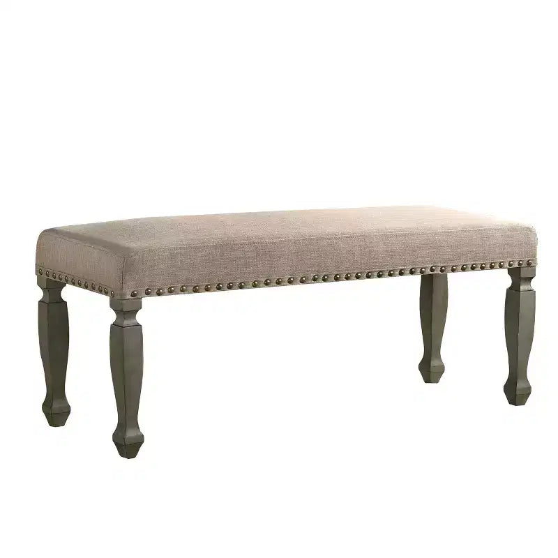 Banc moderne capitonné en bois GDFStudio Preston 48 avec garniture cloutée