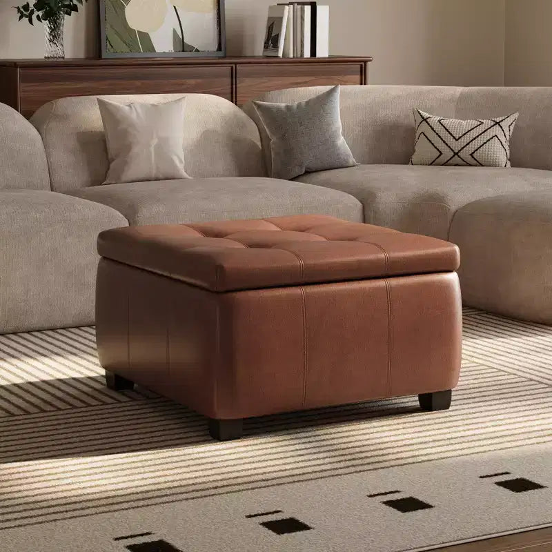 Christopher Knight Home Michiko Ottoman de rangement moderne en bois et similicuir