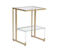 2-Tier Iron & Acrylic Glass Side Table, Golden End Table for Living Room & Bedroom, Gold