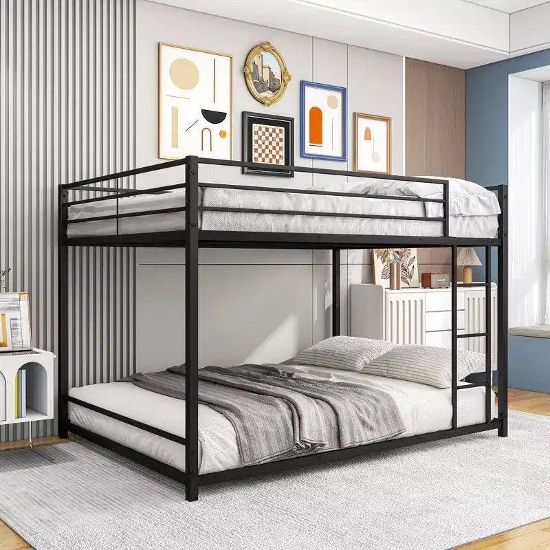 MAYEERTY Full Over Full Metal Bunk Bed with Safety Guard Rails, Heavy Duty Space-Saving Design for Bedroom