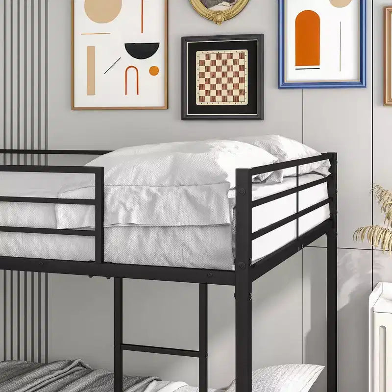 MAYEERTY Lit superposé double en métal avec barrières de sécurité, robuste et compact pour chambre à coucher
