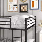 MAYEERTY Lit superposé double en métal avec barrières de sécurité, robuste et compact pour chambre à coucher
