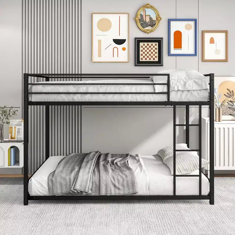 MAYEERTY Lit superposé double en métal avec barrières de sécurité, robuste et compact pour chambre à coucher
