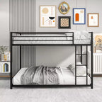 MAYEERTY Lit superposé double en métal avec barrières de sécurité, robuste et compact pour chambre à coucher