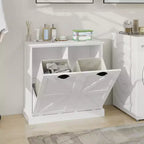 sumyeg Meuble à Linge Inclinable avec Deux Compartiments de Tri et Étagère Supérieure de Rangement