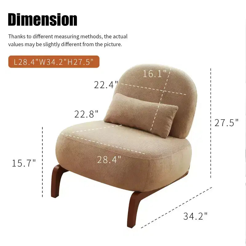 Fauteuil d'appoint rembourré moderne et mignon, chaise de lecture confortable sans accoudoirs pour salon, chambre, appartement ou balcon - Panipeachy