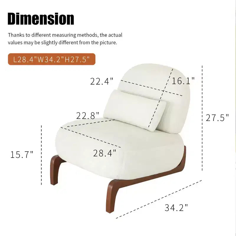 Fauteuil d'appoint rembourré moderne et mignon, chaise de lecture confortable sans accoudoirs pour salon, chambre, appartement ou balcon - Panipeachy