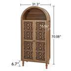 70 Armoire de cuisine bohème à arches, grand placard de rangement sculpté en bois composite avec portes creuses et étagères - Panipeachy