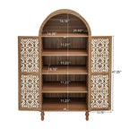 70 Armoire de cuisine bohème à arches, grand placard de rangement sculpté en bois composite avec portes creuses et étagères - Panipeachy