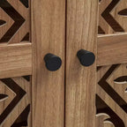 70 Armoire de cuisine bohème à arches, grand placard de rangement sculpté en bois composite avec portes creuses et étagères - Panipeachy