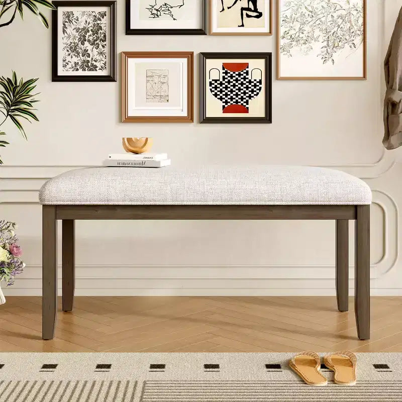 TUYOHW 38 Banc ottoman moderne rembourré pour entrée avec pieds en bois, tabouret polyvalent pour salon, chambre, couloir