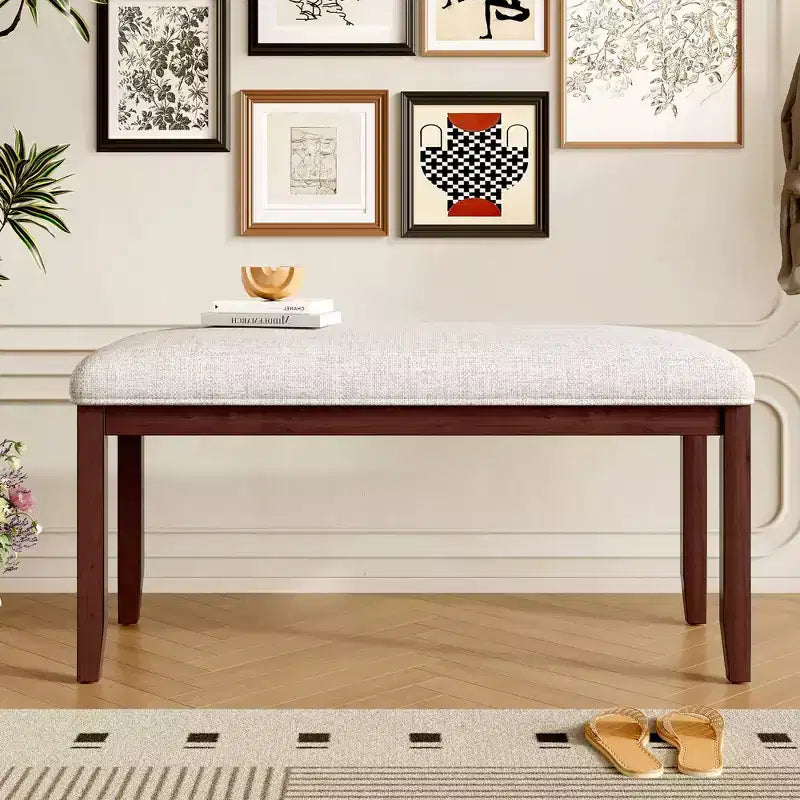 TUYOHW 38 Banc ottoman moderne rembourré pour entrée avec pieds en bois, tabouret polyvalent pour salon, chambre, couloir