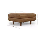 Brixley - Table ottomane de style Mid-Century Modern de 33 pouces de large en cuir véritable