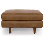 Brixley - Table ottomane de style Mid-Century Modern de 33 pouces de large en cuir véritable