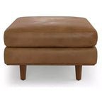 Brixley - Table ottomane de style Mid-Century Modern de 33 pouces de large en cuir véritable