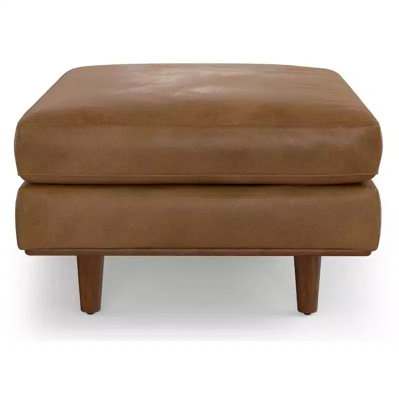 Brixley - Table ottomane de style Mid-Century Modern de 33 pouces de large en cuir véritable