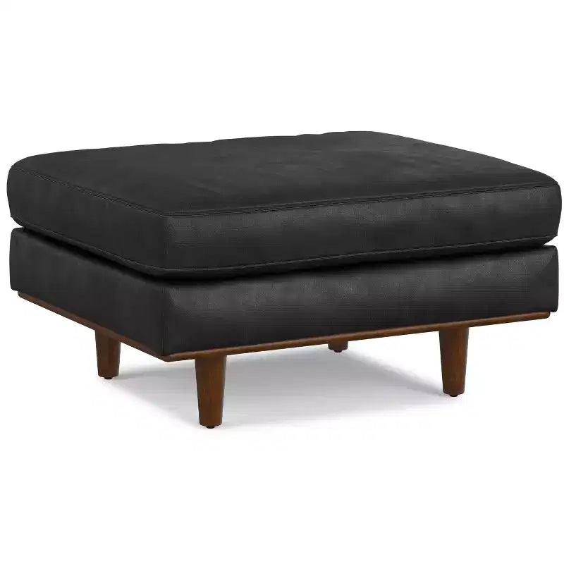 Brixley - Table ottomane de style Mid-Century Modern de 33 pouces de large en cuir véritable
