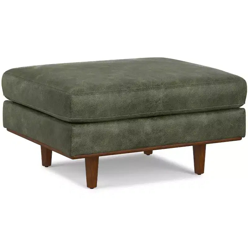 Brixley - Table ottomane de style Mid-Century Modern de 33 pouces de large en cuir véritable