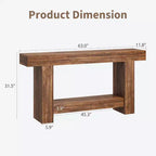 Console de ferme de 63 pouces, table d'entrée à 2 niveaux avec base en forme de H, table d'entrée étroite, longue table de canapé, table d'appoint de couloir pour salon
