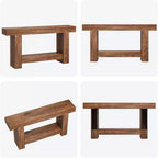 Console de ferme de 63 pouces, table d'entrée à 2 niveaux avec base en forme de H, table d'entrée étroite, longue table de canapé, table d'appoint de couloir pour salon