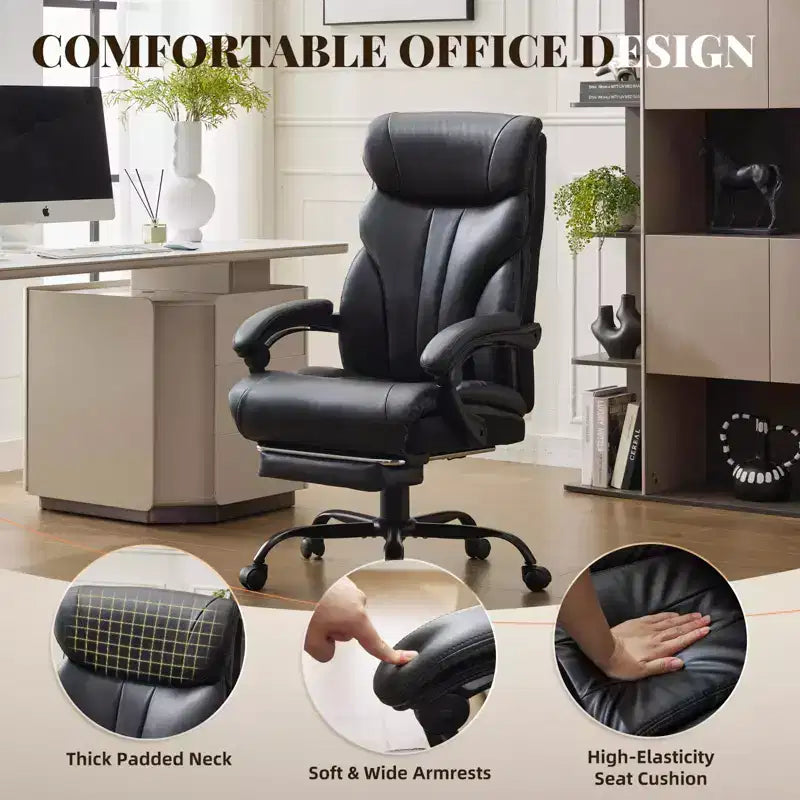 Chaise de bureau COZONY grande taille, capacité 225 kg, accoudoirs réglables et inclinaison, chaise d'ordinateur de direction ergonomique