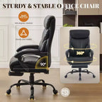 Chaise de bureau COZONY grande taille, capacité 225 kg, accoudoirs réglables et inclinaison, chaise d'ordinateur de direction ergonomique