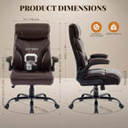Chaise de bureau COZONY grande taille, capacité 225 kg, accoudoirs réglables et inclinaison, chaise d'ordinateur de direction ergonomique