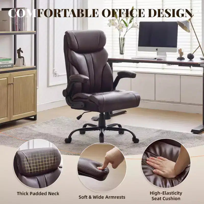 Chaise de bureau COZONY grande taille, capacité 225 kg, accoudoirs réglables et inclinaison, chaise d'ordinateur de direction ergonomique