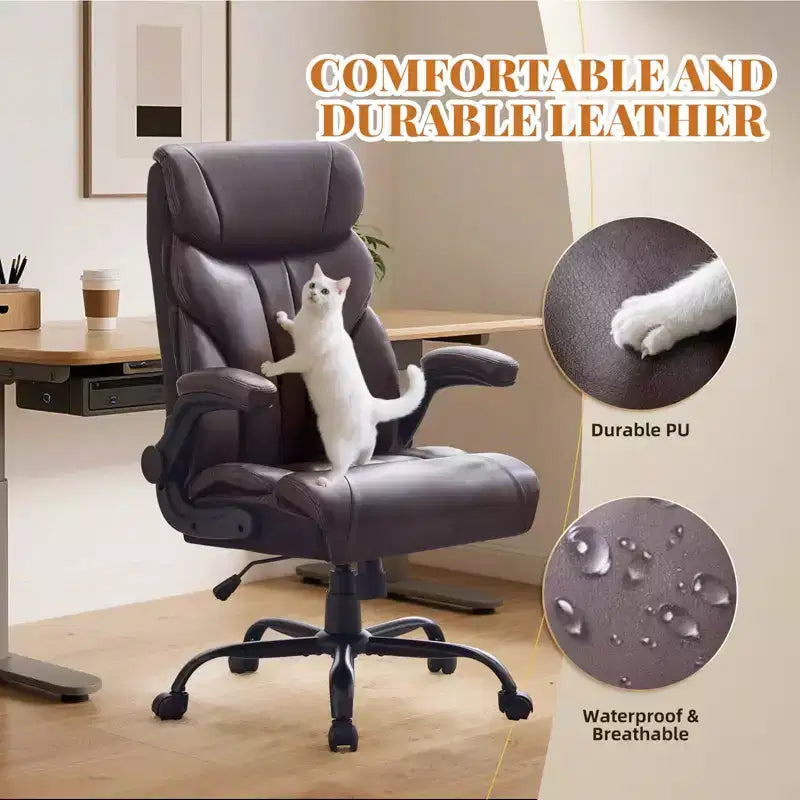 Chaise de bureau COZONY grande taille, capacité 225 kg, accoudoirs réglables et inclinaison, chaise d'ordinateur de direction ergonomique