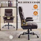 Chaise de bureau COZONY grande taille, capacité 225 kg, accoudoirs réglables et inclinaison, chaise d'ordinateur de direction ergonomique