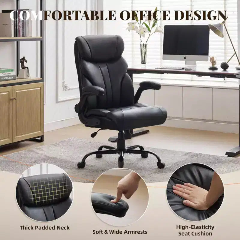 Chaise de bureau COZONY grande taille, capacité 225 kg, accoudoirs réglables et inclinaison, chaise d'ordinateur de direction ergonomique