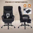 Chaise de bureau COZONY grande taille, capacité 225 kg, accoudoirs réglables et inclinaison, chaise d'ordinateur de direction ergonomique