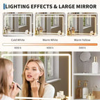 COZONY Coiffeuse avec Miroir, Coiffeuse de Maquillage de 35,4" avec Étagères et 4 Tiroirs en Tissu, Coiffeuse Moderne pour Chambre