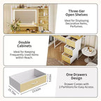 COZONY Coiffeuse avec Miroir, Coiffeuse de Maquillage de 35,4" avec Étagères et 4 Tiroirs en Tissu, Coiffeuse Moderne pour Chambre
