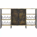 Meuble bar à vin 55", armoire à liqueurs moderne avec porte grillagée et casier à vin, buffet de cuisine pour salon, cuisine, entrée
