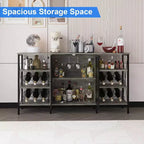Meuble bar à vin 55", armoire à liqueurs moderne avec porte grillagée et casier à vin, buffet de cuisine pour salon, cuisine, entrée