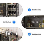Meuble bar à vin 55", armoire à liqueurs moderne avec porte grillagée et casier à vin, buffet de cuisine pour salon, cuisine, entrée