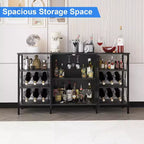Meuble bar à vin 55", armoire à liqueurs moderne avec porte grillagée et casier à vin, buffet de cuisine pour salon, cuisine, entrée