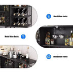 Meuble bar à vin 55", armoire à liqueurs moderne avec porte grillagée et casier à vin, buffet de cuisine pour salon, cuisine, entrée
