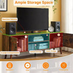 Meuble TV Bestmassage pour téléviseur à écran plat de 55 pouces, console média en bois robuste avec étagère réglable