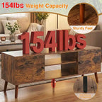 Meuble TV Bestmassage pour téléviseur à écran plat de 55 pouces, console média en bois robuste avec étagère réglable