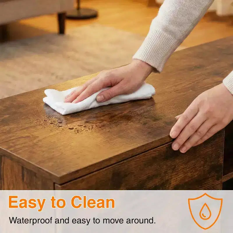 Meuble TV Bestmassage pour téléviseur à écran plat de 55 pouces, console média en bois robuste avec étagère réglable