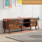 Meuble TV Bestmassage pour téléviseur à écran plat de 55 pouces, console média en bois robuste avec étagère réglable